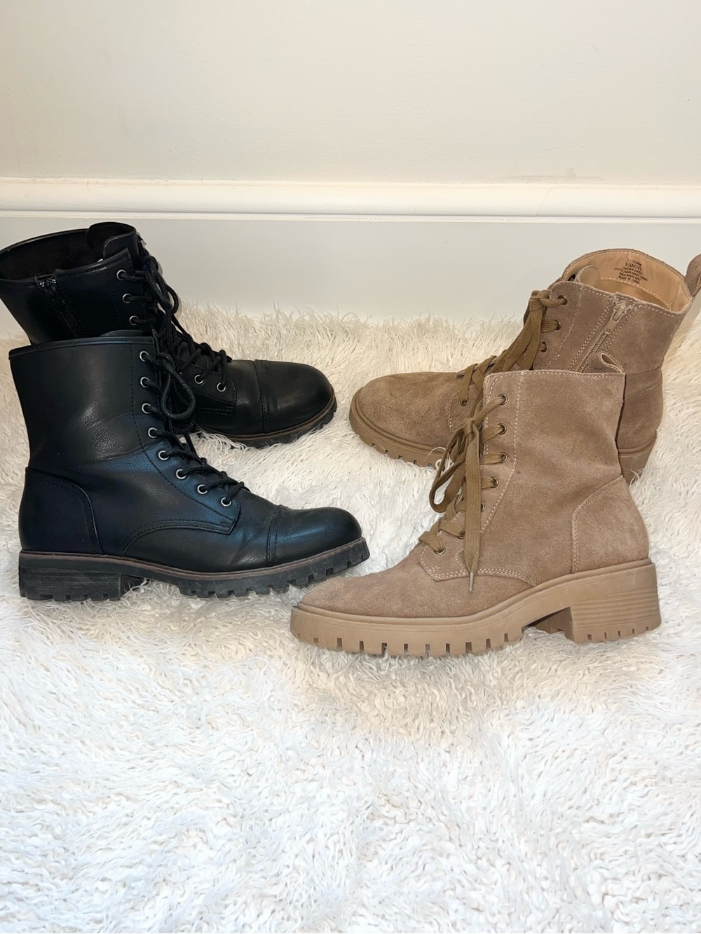 Tan + Black Leather Lace up Booties